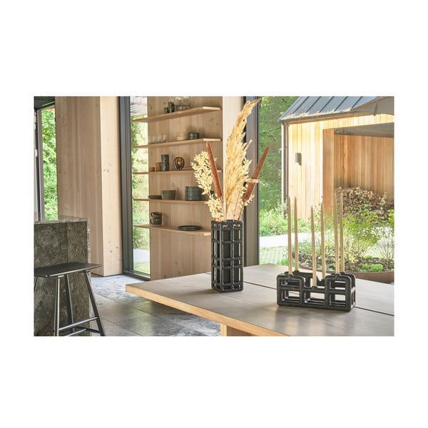 Črna ročno izdelana vaza iz poliresina (višina 30 cm) Lyst – Villa Collection-image-1