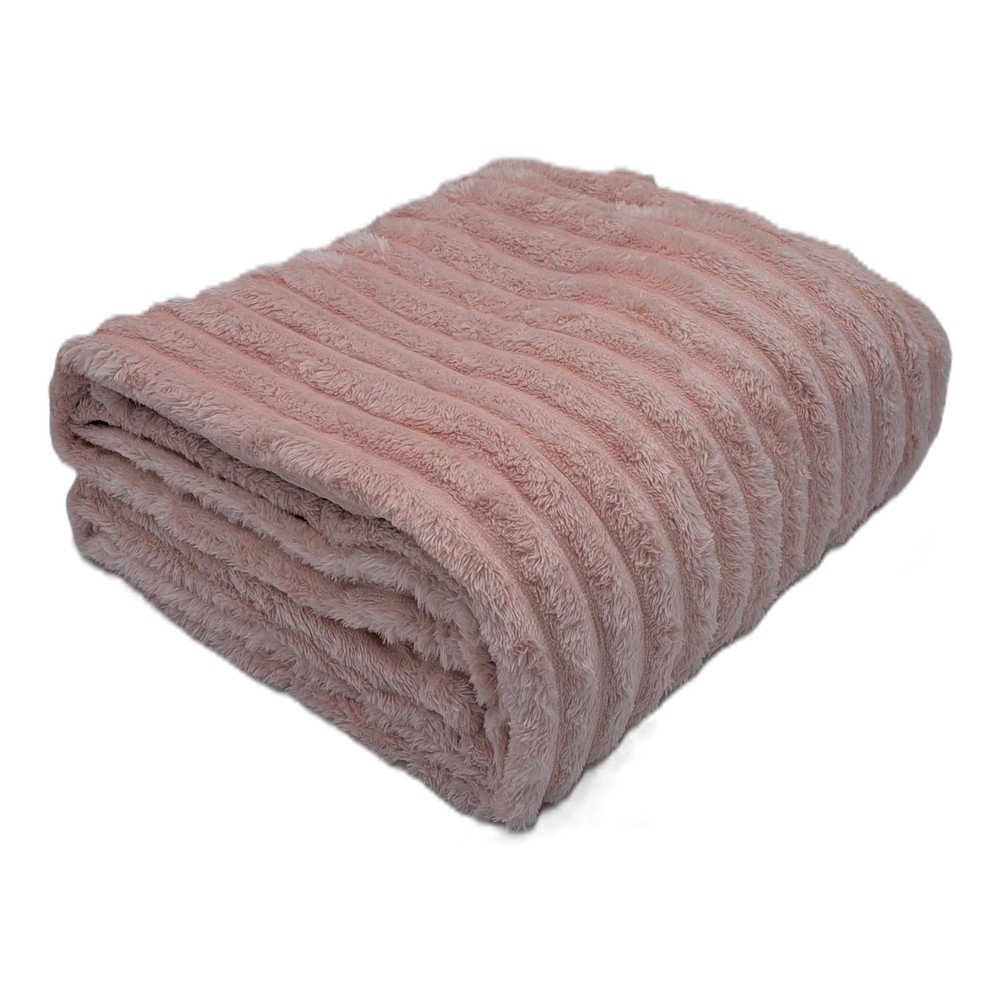 Prašno rožnata odeja Stripe