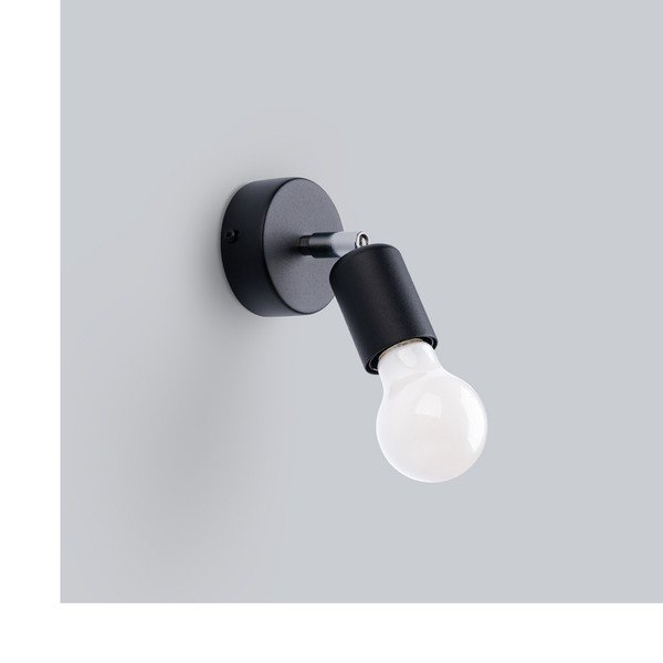 Črna stenska svetilka ø 6 cm Brando – Sollux-image-4