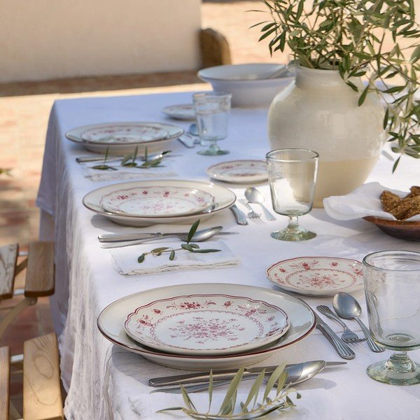 Rdeč/bel desertni krožnik iz kamenine ø 21 cm Vila – Costa Nova-image-3