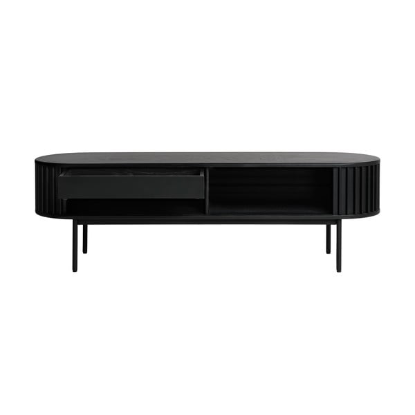 Črna TV omarica v hrastovem dekorju 48x160 cm Siena – Unique Furniture-image-3