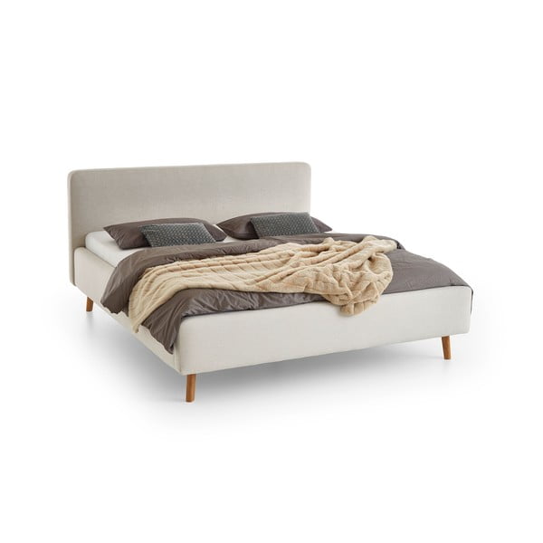 Kremno bela oblazinjena zakonska postelja brez letvenega dna 180x200 cm Mattis – Meise Möbel-image-2