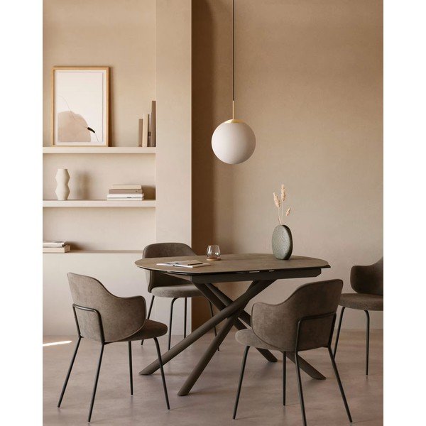Raztegljiva jedilna miza z dodatno ploščo s keramično ploščo 100x130 cm Yodalia – Kave Home-image-1