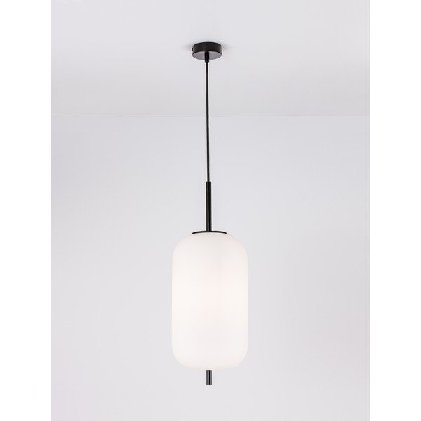 Bela/črna steklena viseča svetilka ø 22 cm Lato – Nova Luce-image-2