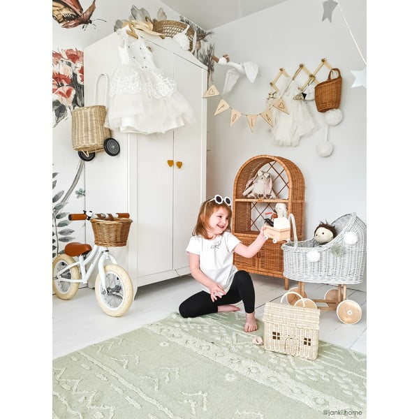 Svetlo zelena pralna ročno tkana bombažna preproga 140x200 cm Tribu Olive – Lorena Canals-image-3