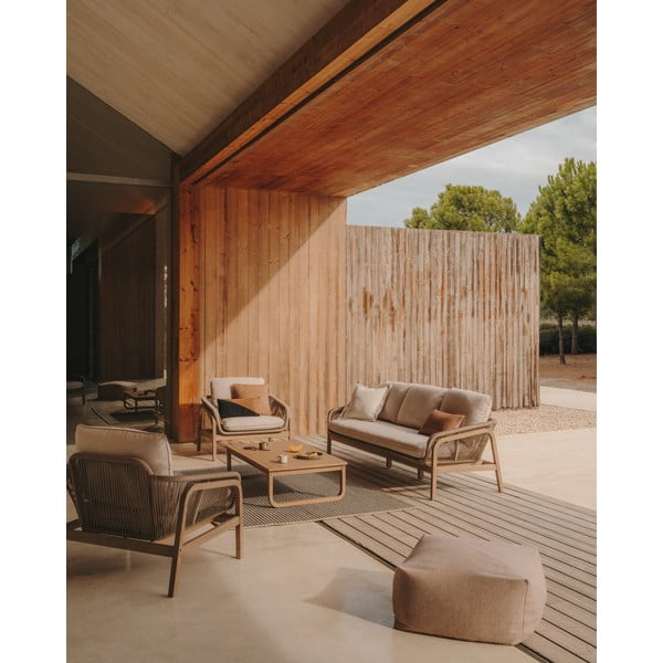 Vrtna sedežna garnitura iz akacijevega lesa za 5 oseb v bež in naravni barvi Vellana - Kave Home-image-1