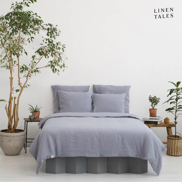Svetlo siva posteljnina za zakonsko posteljo iz konopljinih vlaken 200x220 cm – Linen Tales