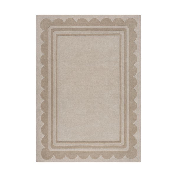 Ročno tkana volnena preproga v naravni barvi 160x230 cm Lois Scallop – Flair Rugs