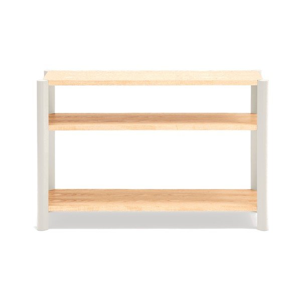 Regal v hrastovem dekorju v kremni in svetli naravni barvi 126x84x43 cm Bona – Teulat