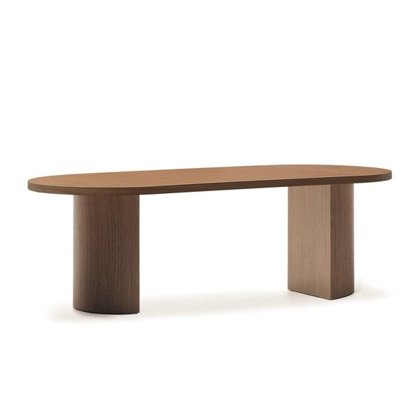 Okrogla jedilna miza z mizno ploščo v orehovem dekorju 100x240 cm Nealy – Kave Home