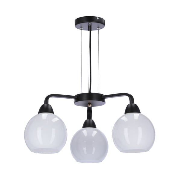 Črna/bela viseča svetilka s steklenim senčnikom ø 16 cm Caldera – Candellux Lighting