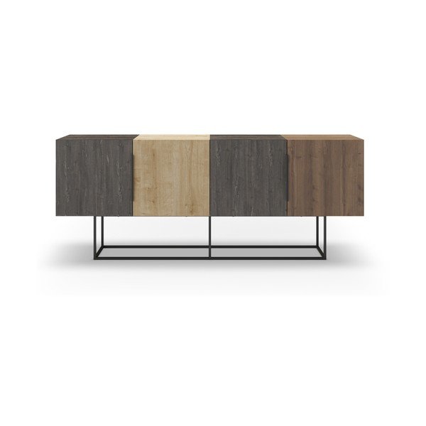 Rjava/naravna nizka komoda v hrastovem dekorju 200x80 cm Titan – Marckeric