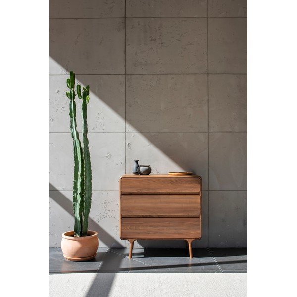 Rjava komoda iz masivnega oreha 90x90x45 cm Fawn – Gazzda-image-1