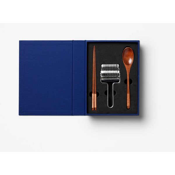 Modra komplet jedilnih paličic iz nerjavečega jekla/iz bambusa za 2 osebi The Essentials - Ramen Tools – Printworks-image-2