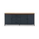 Temno modra nizka komoda iz masivnega bora 190x80 cm Miranda – Marckeric