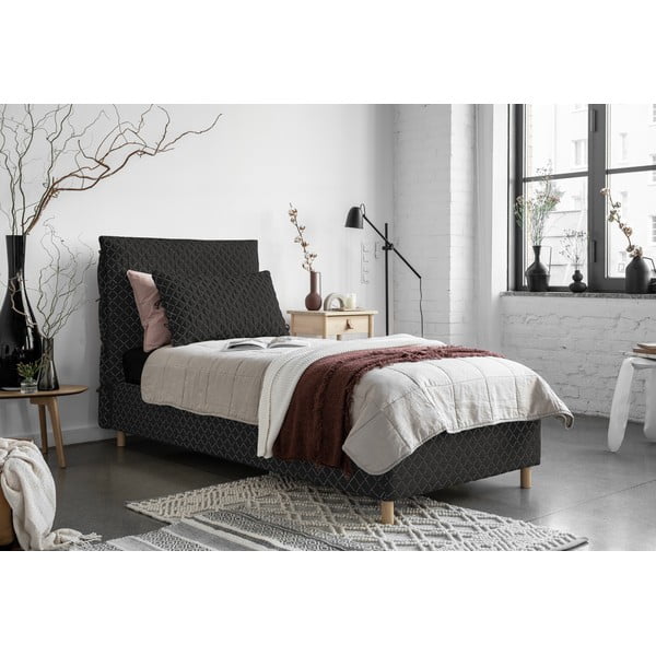 Črna oblazinjena postelja z letvenim dnom 90x200 cm Sleepy Luna - Miuform-image-1