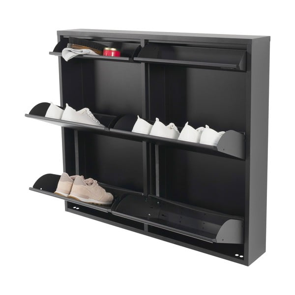 Črna kovinska preklopna omarica za čevlje 98x86x15 cm Billy – Spinder Design-image-2