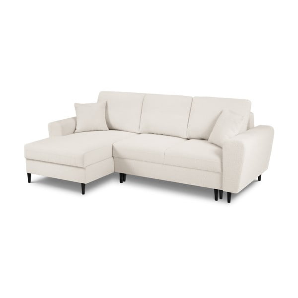 Bež raztegljiva kotna sedežna garnitura s prostorom za shranjevanje iz tkanine bouclé (levi kot/z ležalnikom) Kyoto – Cosmopolitan Design-image-1