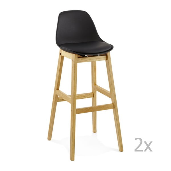 Komplet 2 črnih barskih stolov Kokoon Design Elody