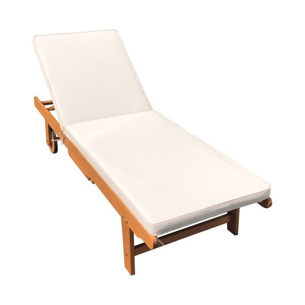 Kremno bel/v naravni barvi vrtni ležalnik iz masivnega lesa San Diego – Garden Pleasure-image-2