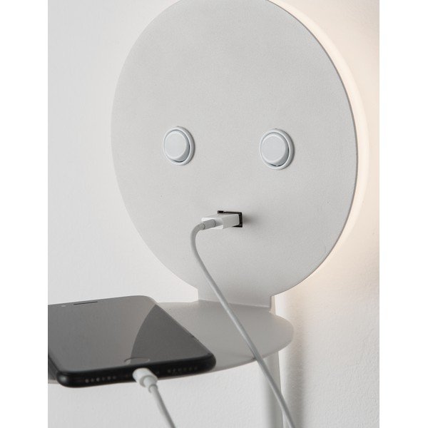 Bela aluminijasta LED stenska svetilka z upogljivo konstrukcijo/z USB priključkom Eclip – Nova Luce-image-1