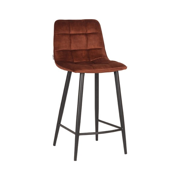 Žametni barski stoli v konjak rjavi barvi v kompletu 2 ks 94 cm Jelt – LABEL51