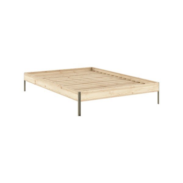 Zakonska postelja iz masivnega bora brez vzglavja z letvenim dnom 180x200 cm v naravni barvi Core – Karup Design