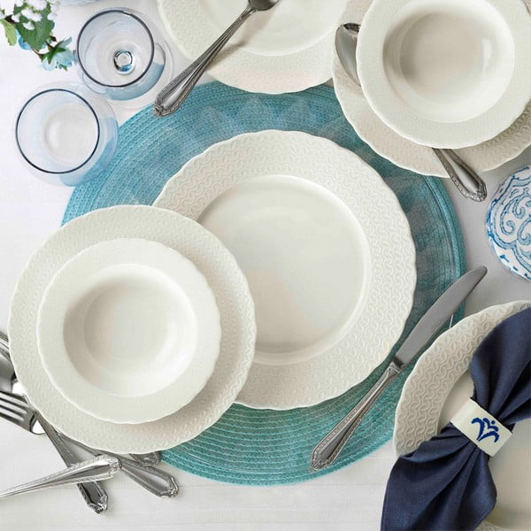 Kutahya Something Blue 24-delni komplet porcelanaste posode za večerjo