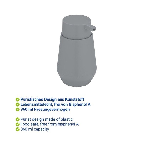 Siv plastičen dozirnik za milo 360 ml Vara – Allstar-image-2