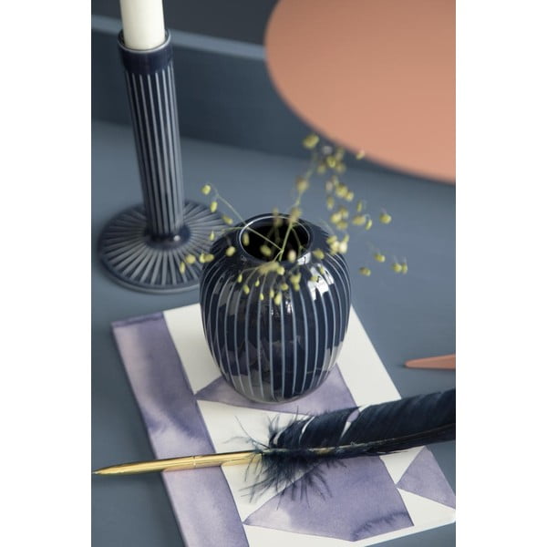Temno modra keramična vaza Kähler Design Hammershoi, višina 10 cm-image-1