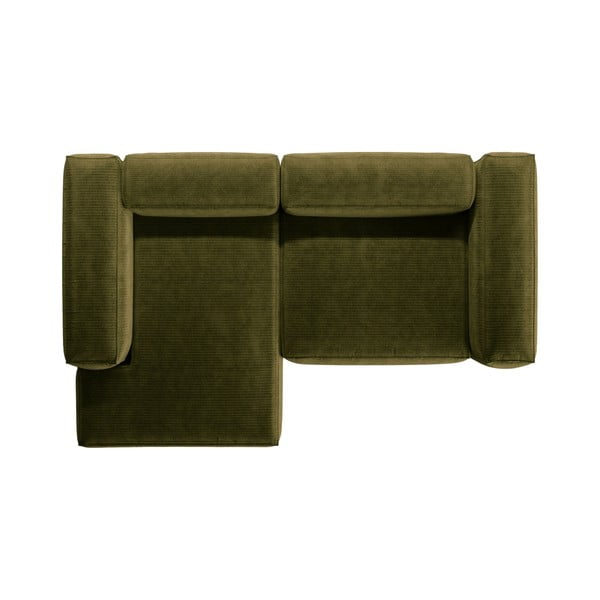 Zelena kotna sedežna garnitura iz rebrastega žameta (levi kot/z ležalnikom) Bergamo – Cosmopolitan Design-image-3