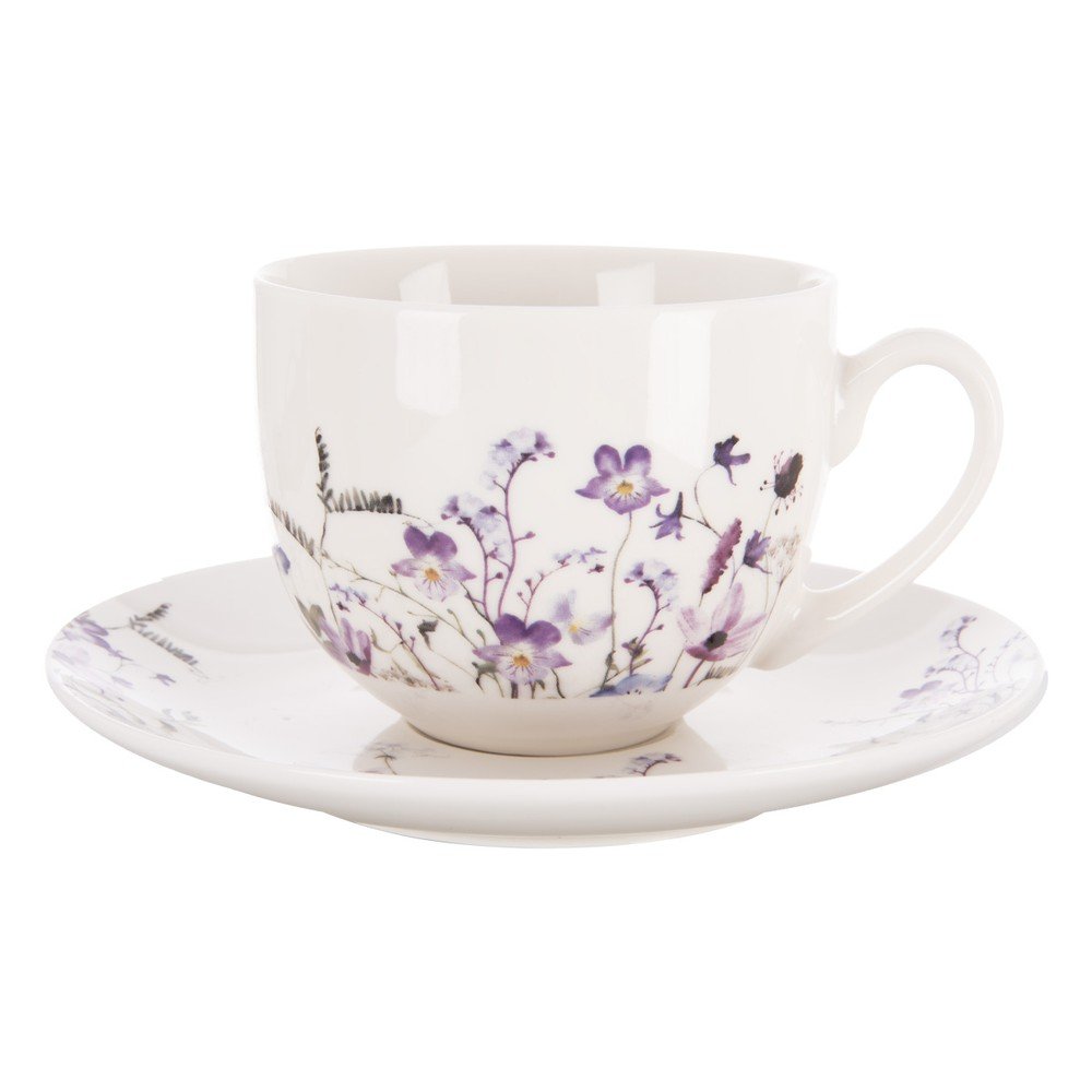 Bela/vijolična porcelanasta skodelica 280 ml Louka