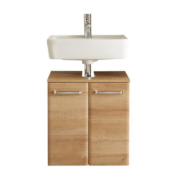 Stenska omarica brez umivalnika v hrastovem dekorju v naravni barvi 53x60 cm Quickset 318 – Pelipal