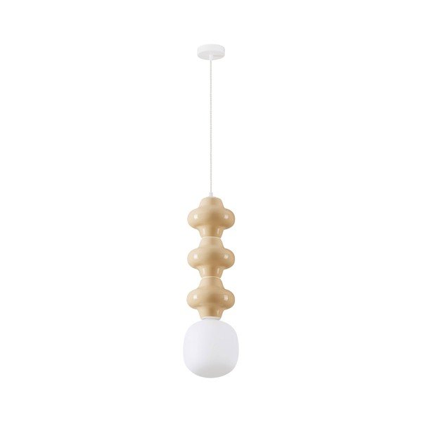 Bela/kremno bela keramična viseča svetilka s steklenim senčilom ø 18 cm Clio – Nova Luce