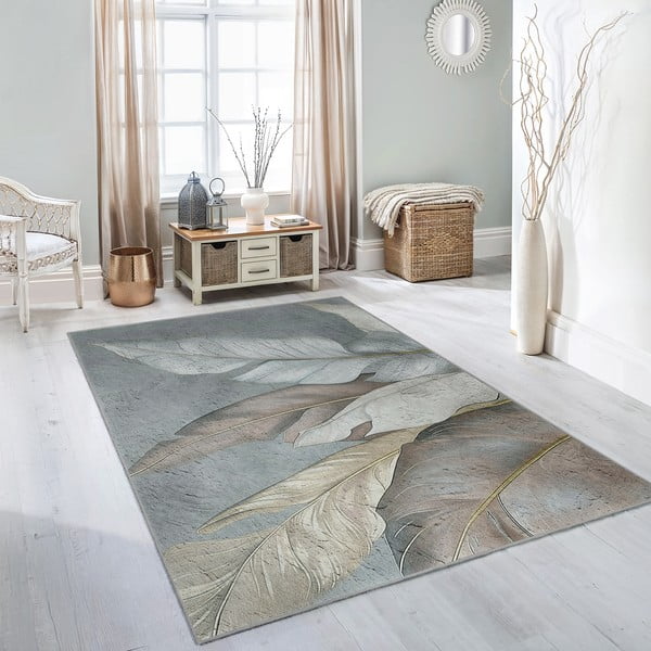Zelena/siva pralna preproga 80x150 cm Dusty Leaves – Mila Home-image-2