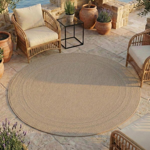 Bež okrogla notranja in zunanja preproga ø 120 cm Desert 1304 – Ayyildiz Carpets-image-1
