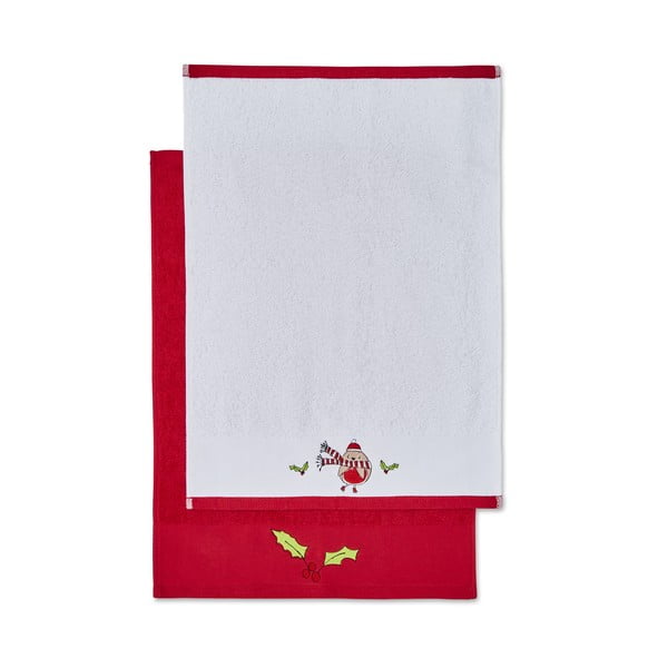 Rdeče/bele bombažne brisače v kompletu 2 ks 40x60 cm Christmas Tree – Catherine Lansfield