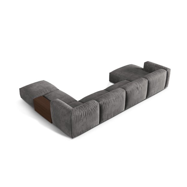 Siva žametna kotna sedežna garnitura (desni kot/v obliki črke "U") Martina – Micadoni -image-2