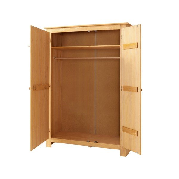 Garderobna omara iz masivnega bora z ogledalom v naravni barvi 120x170 cm Bertram – Støraa-image-2