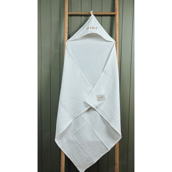 Bela otroška brisača s kapuco iz muslina 85x85 cm Muslin – Malomi Kids-image-4