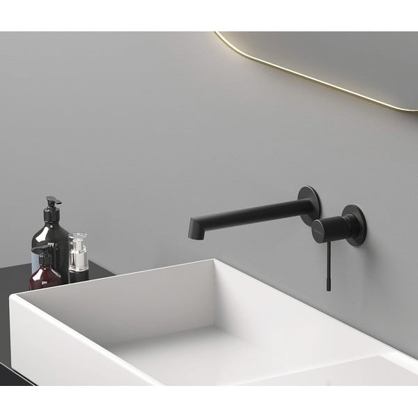 Mat črna vgrajena armatura za umivalnik (1 izhod) Solaris – Sapho-image-1