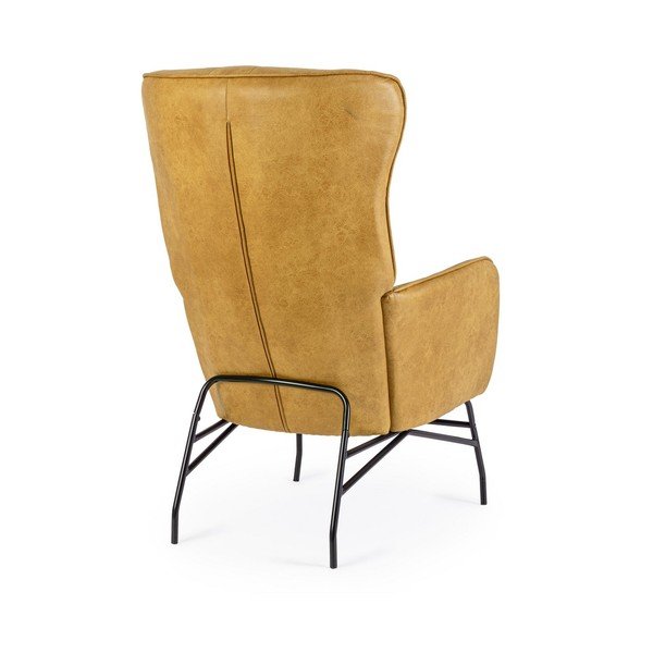 Gorčično rumen fotelj iz umetnega usnja Nasira – Bizzotto-image-4