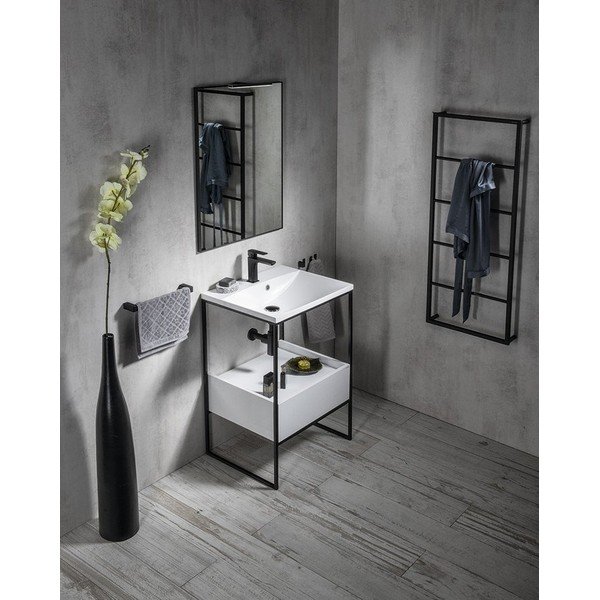 Črno jekleno stensko držalo za brisače Sapho Ska-image-1