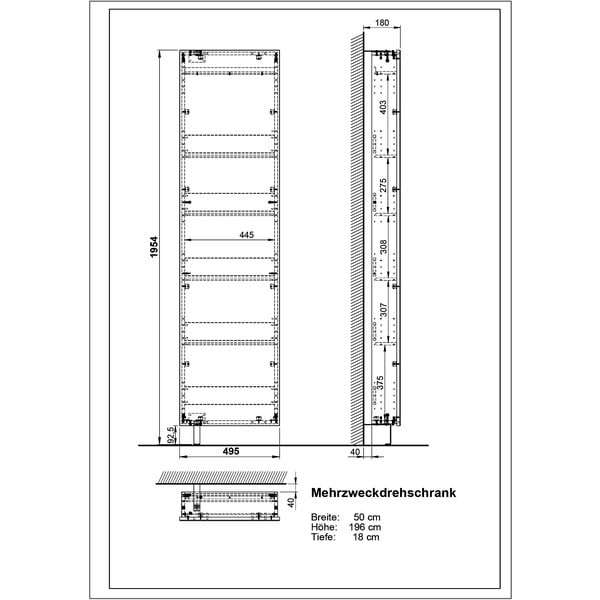 Antracitno siva omara za hodnik 50x195x18 cm Rotary – Germania-image-4