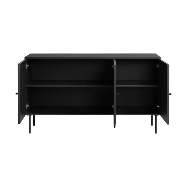 Črna nizka komoda v hrastovem dekorju 140x80 cm Pensacola – Unique Furniture-image-2