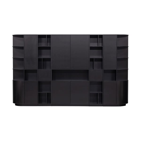 Črna modularna knjižna polica iz masivnega bora 346x210 cm Finca – WOOOD