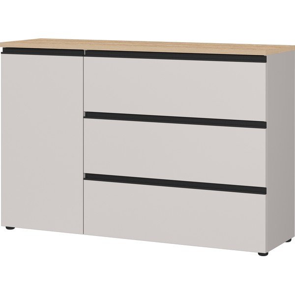 Sivo-bež/v svetli naravni barvi komoda 135x91x41 cm Cormano – Germania