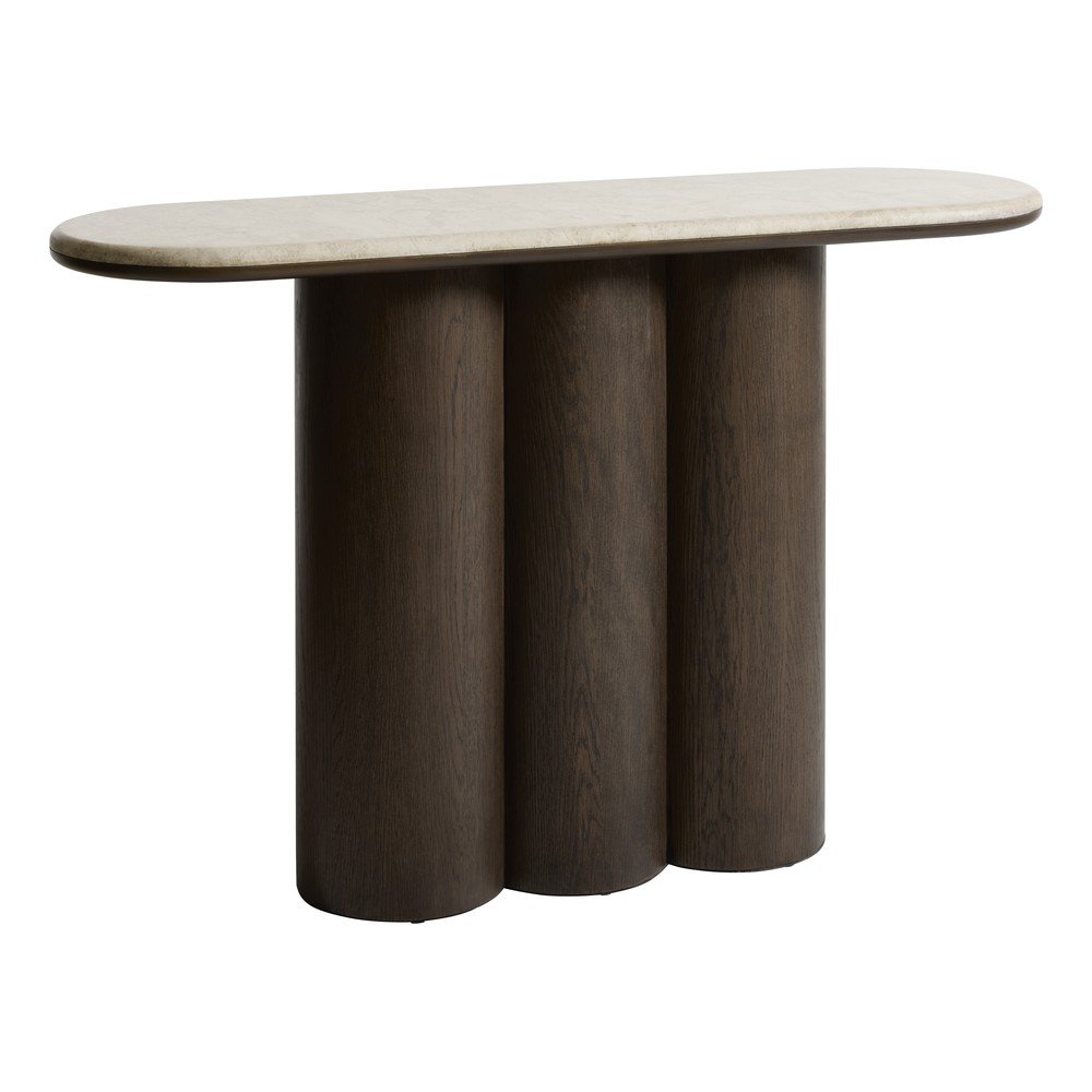 Stranska mizica z marmorno mizno ploščo v temni naravni barvi 38x120 cm Piazze