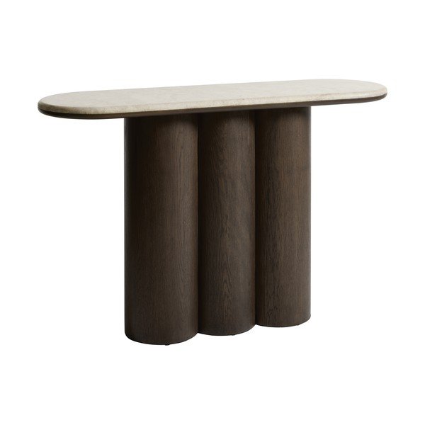 Stranska mizica z marmorno mizno ploščo v temni naravni barvi 38x120 cm Piazze – Unique Furniture