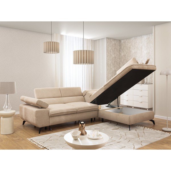 Bež kotna sedežna garnitura iz šenilje (desni kot/v obliki črke L) Marbeya  – Ropez-image-4